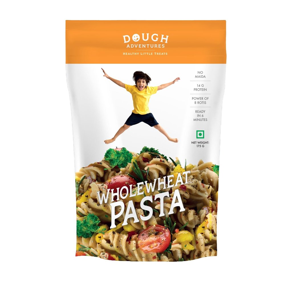 Dough Adventures Whole Wheat Pasta (175g) Healthy, High-Protein & Fiber, No Maida, Quick-Cooking (6 Mins), Easy to Digest, No Artificial Colors (100% Whole Wheat) (Pack of 3)