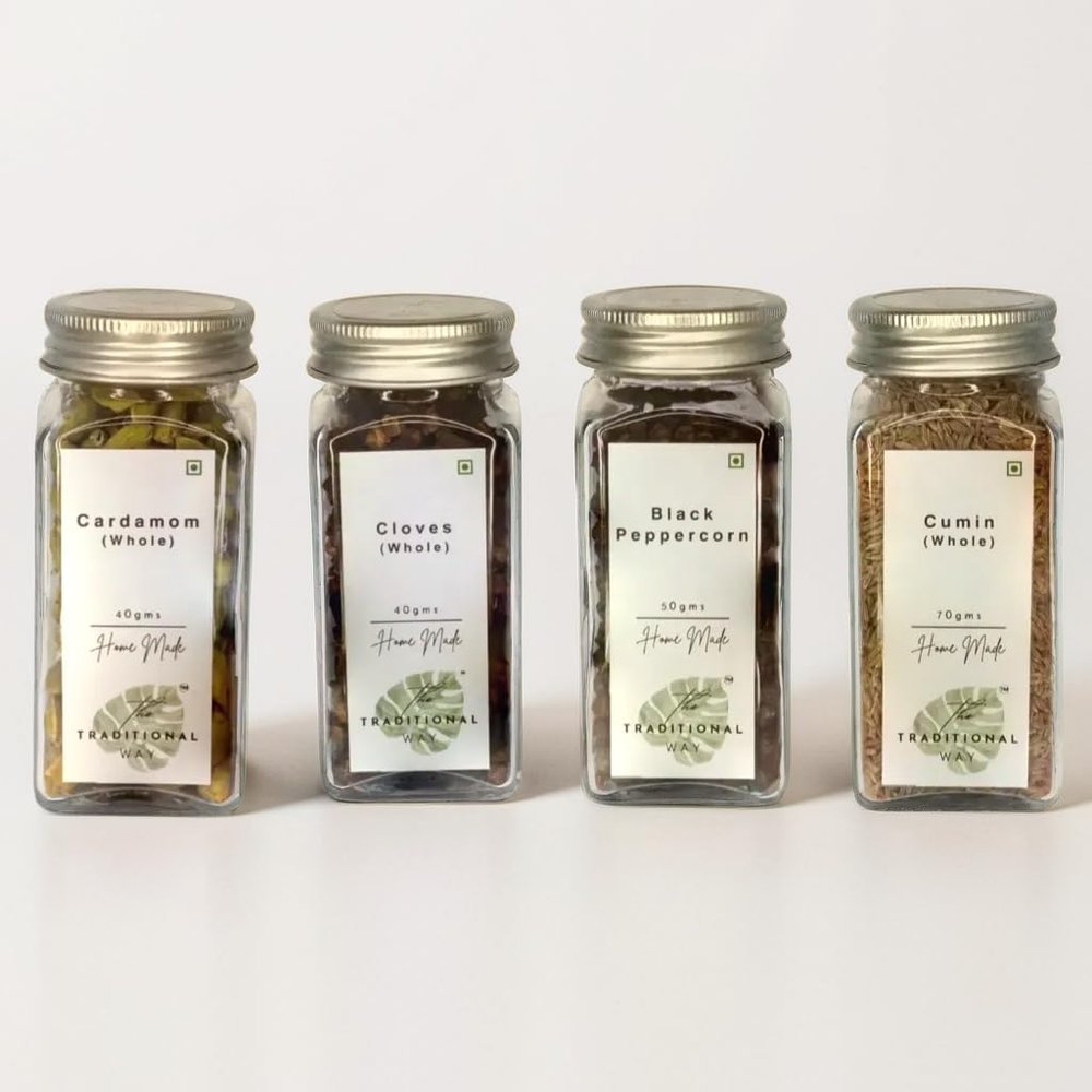 100% Natural Khada Masala (Combo Pack) - Cardamom, Cloves, Black Peppercorn, Cumin Seeds (200gms)