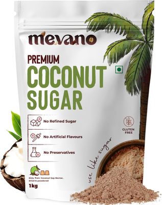 Mevano Coconut Sugar (1kg) for Kids & Adults | Unprocessed Coconut Jaggery Natural Sweetener (Gur/Gud) Powder | Healthy Sugar Substitute | No Preservatives or Additives
