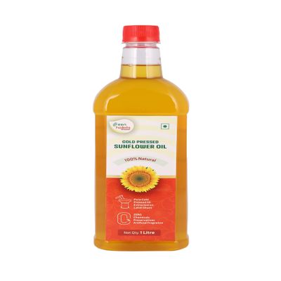 Green Habits Cold Pressed Sunflower Oil 1 Litre | Nutrient-Rich with Vitamin E & Omega-6 | No Chemicals or Preservatives | Heart-Healthy Cooking Oil