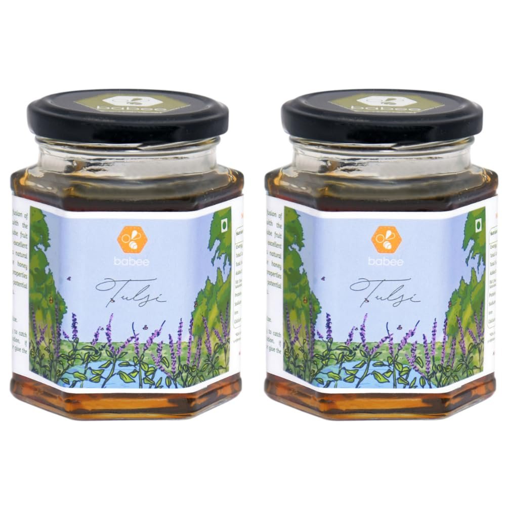 Babee Natural Tulsi Honey | Purely Delicious | Naturally Healthy | No Sugar Added | 620 Gm (Pack of 2 X 310 Gm Each)