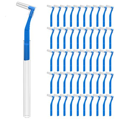 Fremouth Angle Interdental Brushes for Braces, Tight(0.7mm), L- Shaped Interproximal Floss for Dental Plaque Removal Health, 50 Count