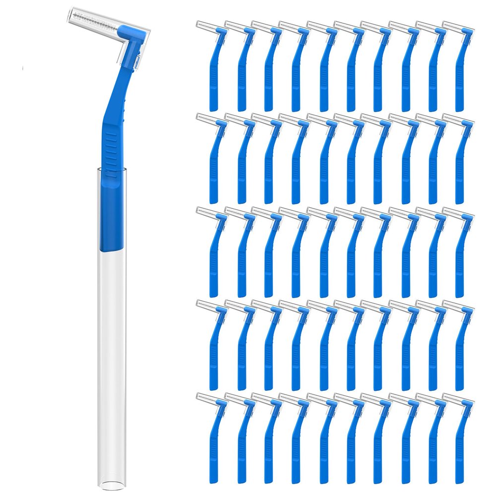 Fremouth Angle Interdental Brushes for Braces, Tight(0.7mm), L- Shaped Interproximal Floss for Dental Plaque Removal Health, 50 Count