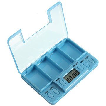 ELBME Lcd Digital Pill Medicine Case Box Alarm Reminder Container Timer