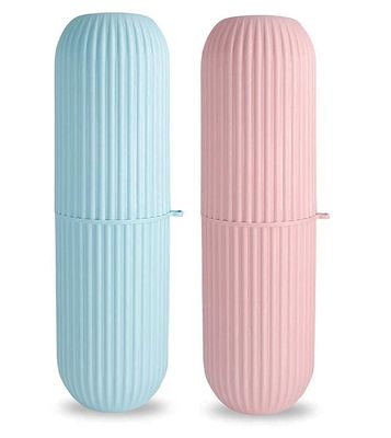 E - Buddies Plastic Portable Toothbrush Storage Case for Travel Pen Pencil Stationery Box Bathroom Hiking Camping for Healthy Life, Travel Toothbrush Holder Pack of 2 (Color as per avaibility)