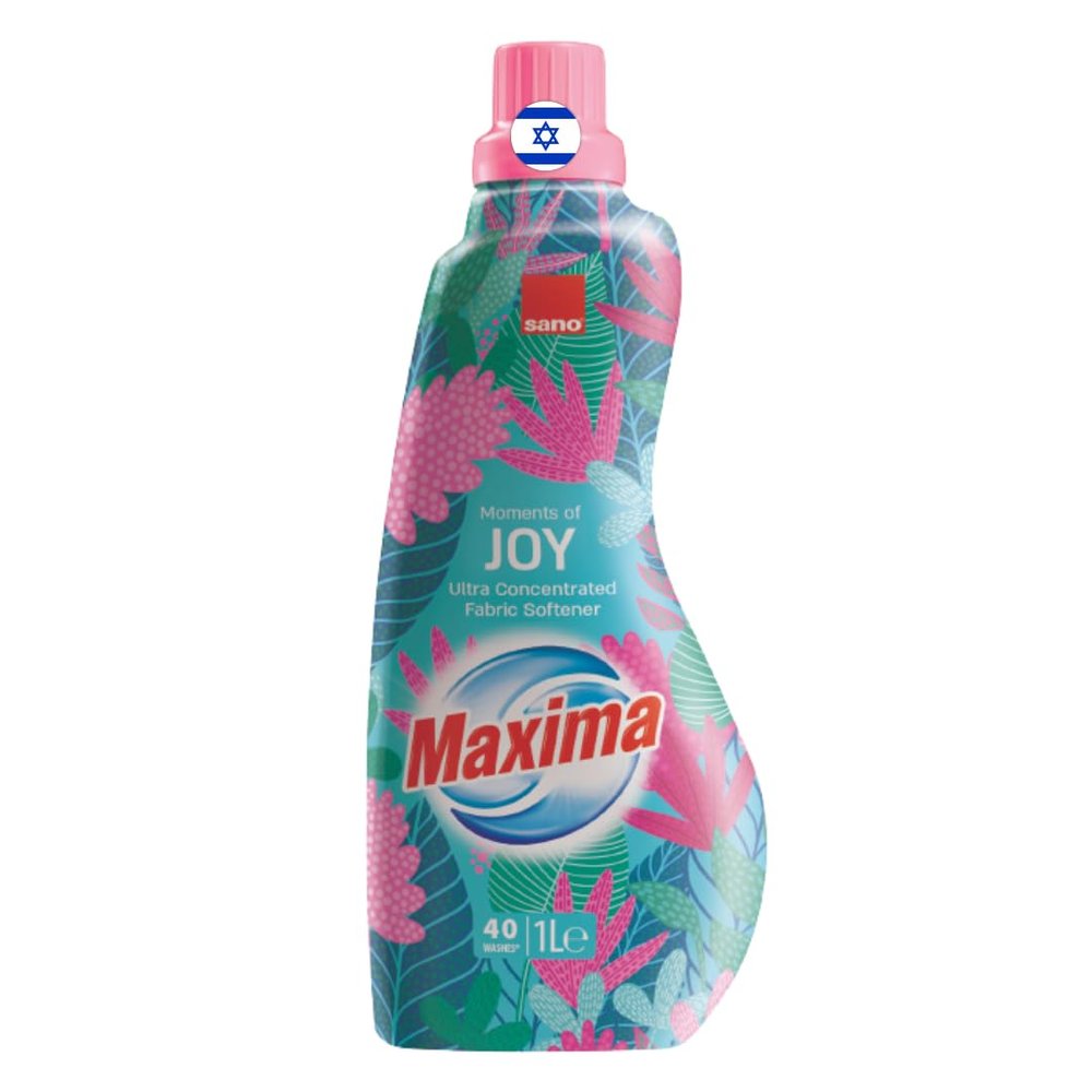 Sano Maxima Joy Ultra Concentrated Fabric Softener, Up to 50 Washes, Long-Lasting Freshness, 1 Liter | Imported from Israel