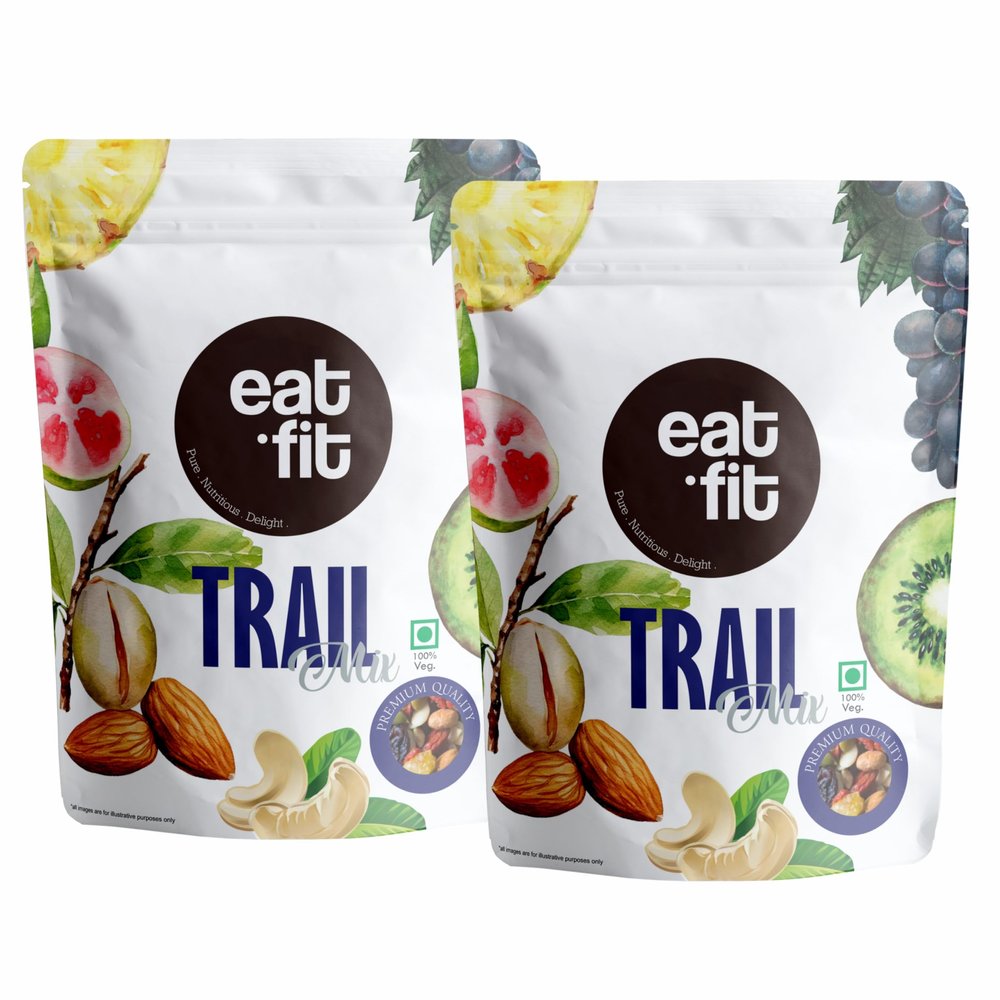 eatfit Trail Mix - Pack of 2 (Each 150gm) I Almonds I Cashews I Cranberries I Black Raisins I Pineapple I Premium Healthy Seeds I Diet Food I Source of Antioxidants I Mix Seeds & Berries