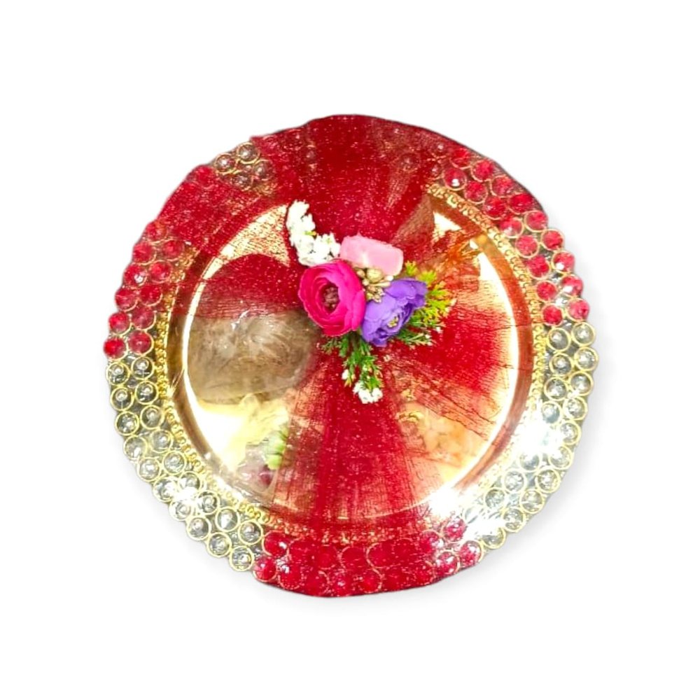 KOOGLY Bhai dooj Thali for brother/bhai dooj tikka for brother/bhai dooj hamper/bhai dooj thali set-box of bhai dooj thali set+roli chawal, 2pc Gola,Thali (Kaju-100gm) for tikka