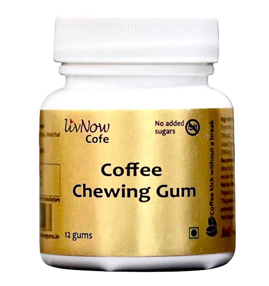 livNow Cofe | Coffee Flavored Sugar Free Chewing Gum | for Coffee Lovers | Mini-Bottle (12 units) | Pack of 2