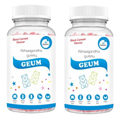 Aesthetic Geum Ashwagandha Gummies For Men & Women | Stress Relief & Brain Health Support | Flavour Black Currant