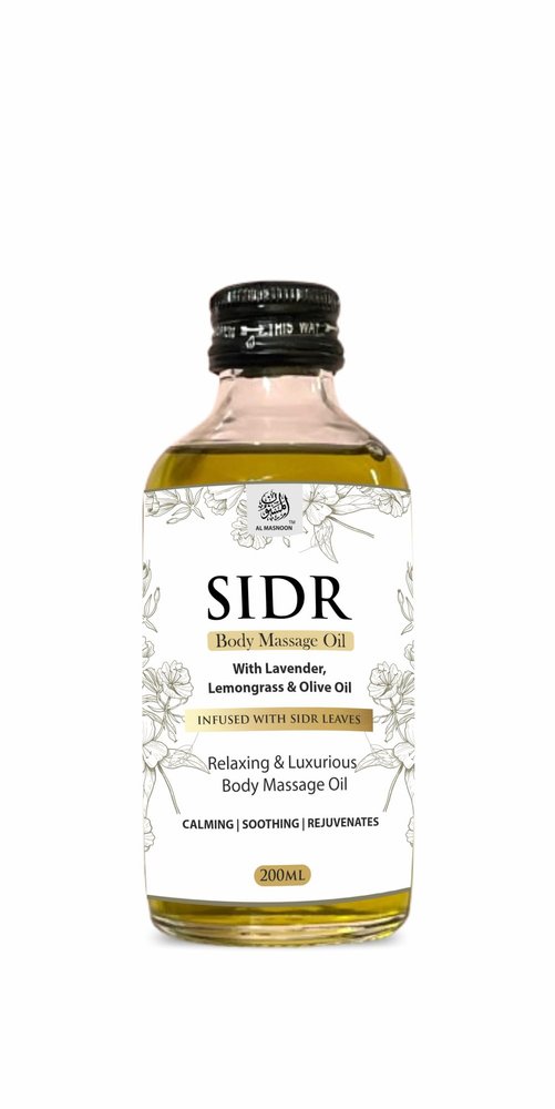 AL MASNOON Sidr Body Massage Oil with Lavender & Lemongrass / 200ml Luxurious Relaxation Infused with Sidr Leaves for Soothing and Rejuvenating Massage Experience/Pack of 1