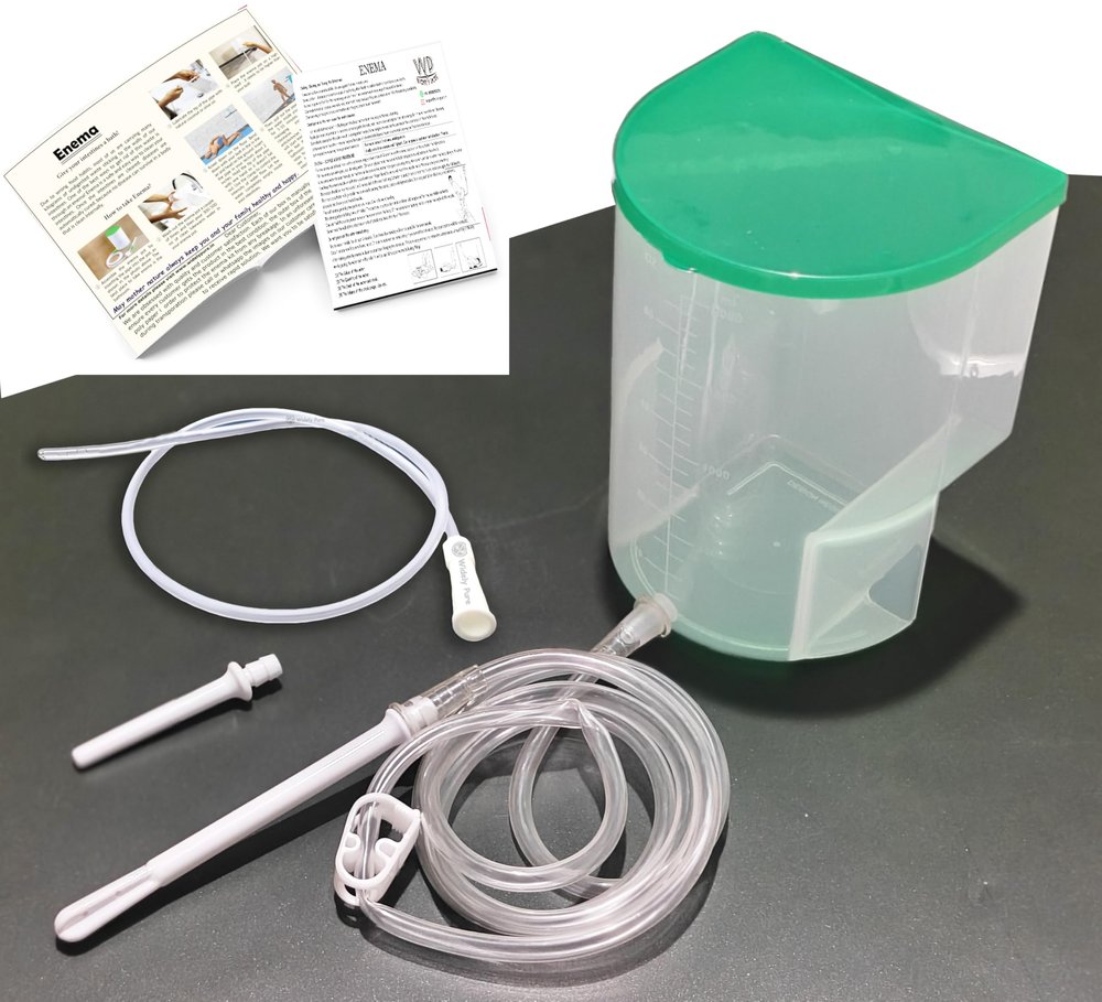 Widely Pure PVC Enema kit satvik 2000ml, 1 PVC tube, 2 improved nozzles, 1 claimp, 1 Enema Colon tip enema tube with user manual