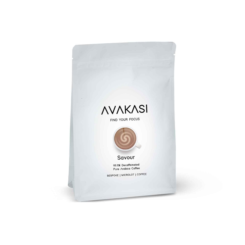 Avakasi Savour Decaffeinated Pure Arabica Ground Coffee (Not Instant Coffee), 99.9% Caffeine-Free, Low acidity Medium-Dark Roast | 150 gms | (Espresso, Unflavoured)