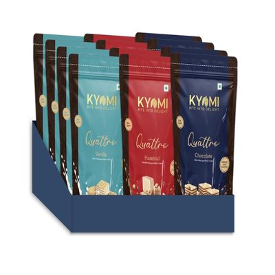 Kyomi Wafer Cubes Jumbo More Flavors, More Fun! Birthday Gift/Return Gift Value Pack Perfect Sweet Treats for Celebrations! (Chocolate + Hazelnut + Vanilla) (Pack of 20)
