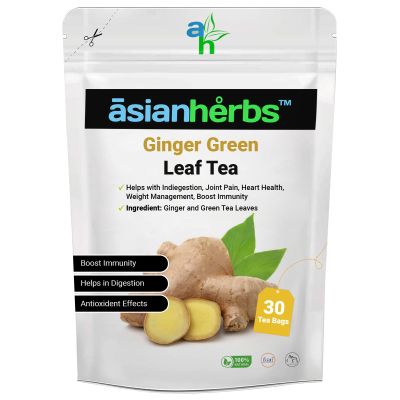 Asian Herbs Ginger Green Tea - Aiding Digestion, and Promoting Balance | Natural Herbal Wellness Blend (30 Tea Bags)