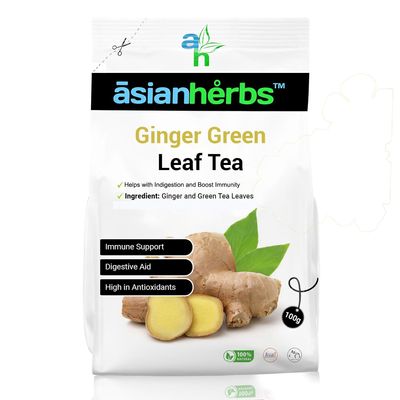 Asian Herbs Ginger Green Tea - Aiding Digestion, and Promoting Balance | Natural Herbal Wellness Blend (100grams)