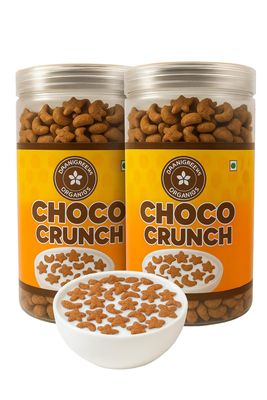 Dhanigreens Organics Chocos Crunch Multigrain Energy, More Chocolatey 300GM (Pack of 2, 150gm Each) | No-Maida - Power Of Nutrients Protein, Fibre, Iron, Calcium, Vitamins | Kids Breakfast Chocolate Cereal | Ragi Stars & Moons