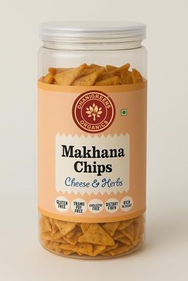 Dhanigreens Organics Crunchy Makhana Chips Cheese & Herbs Flavour Healthy Snacks 150gm (Pack of 1)| Gluten Free, Baked, Munchies, Dietary Fiber, Transfat Free | Rich in Nutrients | Protein Snack