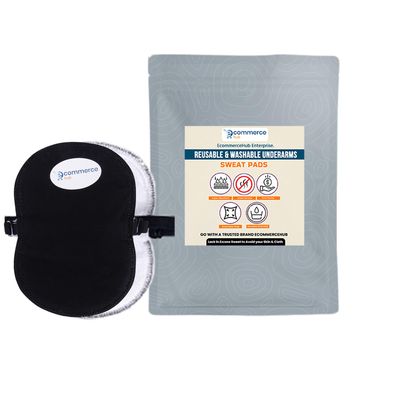 EcommerceHub Premium Reusable Washable Underarms Sweat Pads, Under Arm Sweat Protectors, Breathable Absorbent Sweat Pads,1Pair (Black)