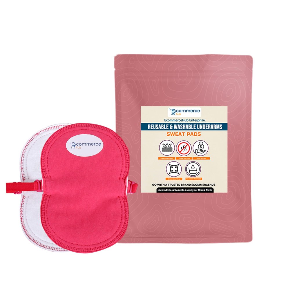 EcommerceHub Premium Reusable Washable Underarms Sweat Pads, Under Arm Sweat Protectors, Breathable Absorbent Sweat Pads,1Pair (Pink)