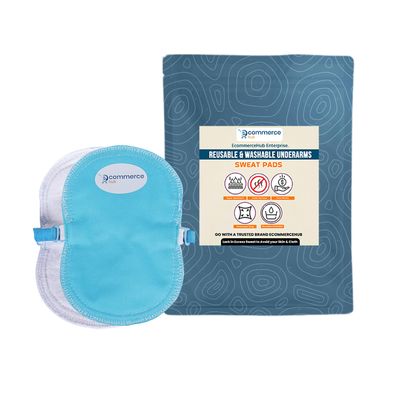 EcommerceHub Premium Reusable Washable Underarms Sweat Pads, Under Arm Sweat Protectors, Breathable Absorbent Sweat Pads,1Pair (Blue)