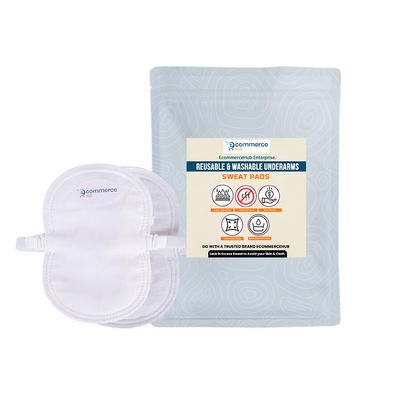 EcommerceHub Premium Reusable Washable Underarms Sweat Pads, Under Arm Sweat Protectors, Breathable Absorbent Sweat Pads,1Pair (White)