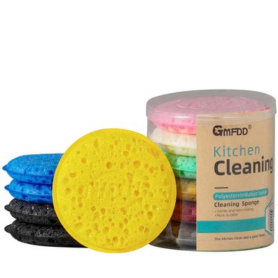 HASTHIP 6Pcs Kitchen Sponge Scrubber Pads Multi Color Coarse Cleaning Scrubbing Pads No-Mark Cleaning Sponge Pads for Pots, Sink, Dishes Reuseable Sponge Scrubbing Pads