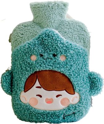 Mayatra's Hot Water Bottle with Plush Cover for Pain Relief Heating Bag,Bottle, Heating Pad,Feet Bed Warmer Cold Winter, Hot Water Bottle & Rubber Bottle- 1000 ML (Multicolor) (Green)