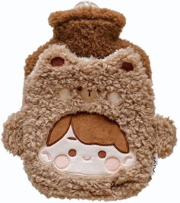 Mayatra's Hot Water Bottle with Plush Cover 1000ML Rubber Heating Bag for Pain Relief, Belly Cramps, Winter Warmth, Foot Warmer & Bed Use Reusable Hot Water Bottle (Brown)