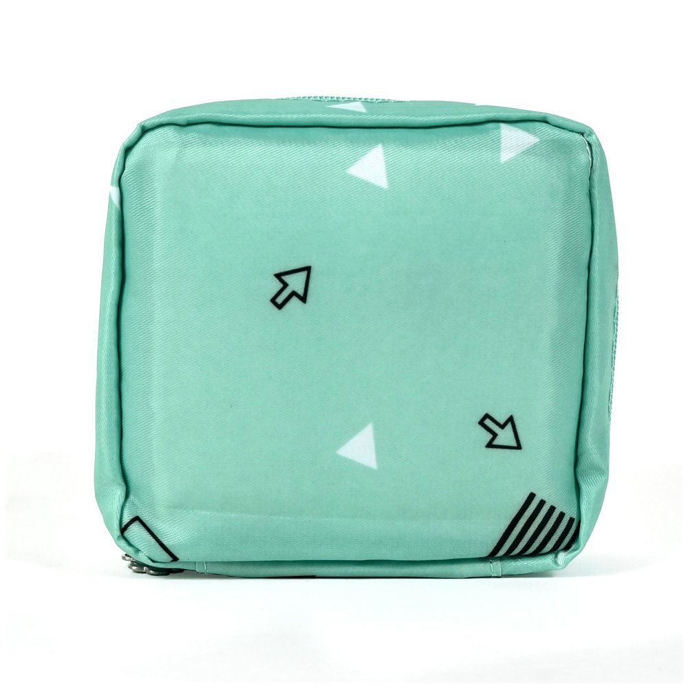 Favria Sanitary Pad Pouch for Women & Girls  Period Kit Bag for School, Travel & Purse | Menstrual Pad Storage with Zipper | Napkin Bag, Sanitary Kit, First Period Pouch (Green T)