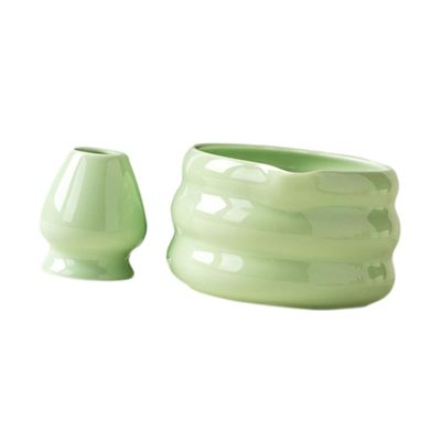ATORSE Japanese Matcha Bowl Matcha Whisk Holder Matcha Tea Bowl for Japanese Matcha Bright Green