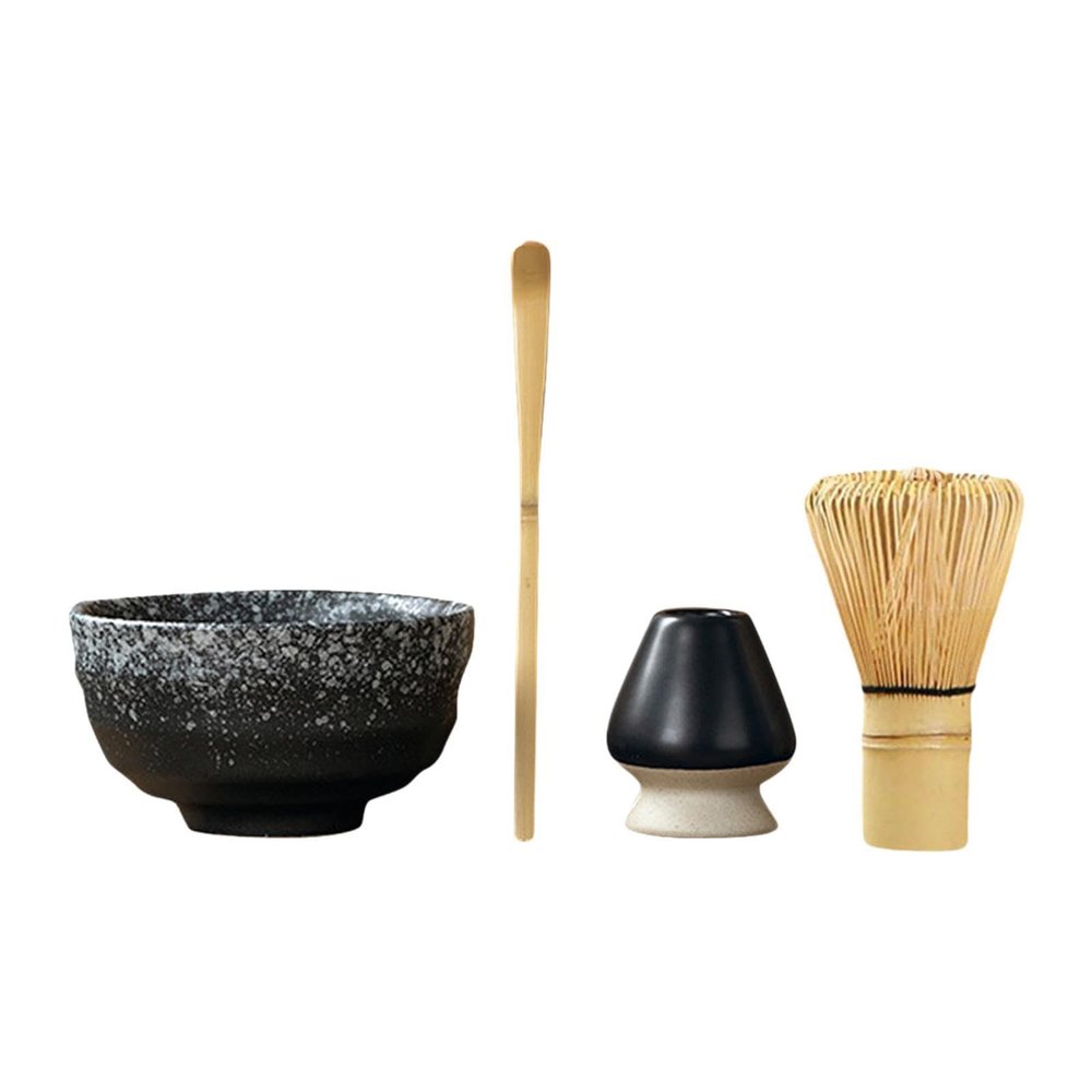 ATORSE 4X Japanese Matcha Ceremony Set Tools Gifts Whisk Stand for Friends Beginner Gray Bowl