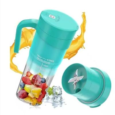 2-in-1 Electric Protein Shaker Bottle, Portable Wireless Handheld Blender, USB-C Rechargeable, for Gym, Travel, Sports - C-Type Charging, 4000MAH Capacity (Blue)