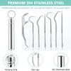 Dental Teeth Tools Kit | 7 in 1 Stainless Steel Teeth Cleaning Tool Kit | Portable Toothpicks Pocket Set | Dental Hygiene Kit Toothpicks Flosser for Outdoor Picnic Camping Traveling view 3