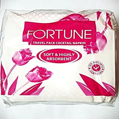 Fortune Travel Pack Cocktail Napkins, Soft & Highly Absorbent Tissue Paper, 60 Count per Pkt (27cm*30cm) PACK OF 5