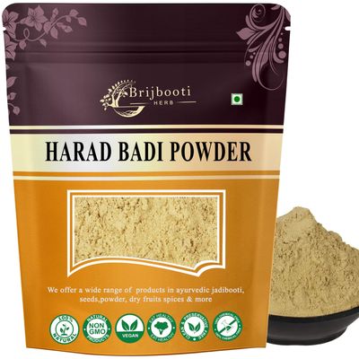 Brijbooti Natural Harad Badi Powder 250 Gm - Haritaki Powder -Kadukkai Powder - Karakkaya - Ayurvedic Digestive Supplement | FSSAI, GMP, ISO Certified