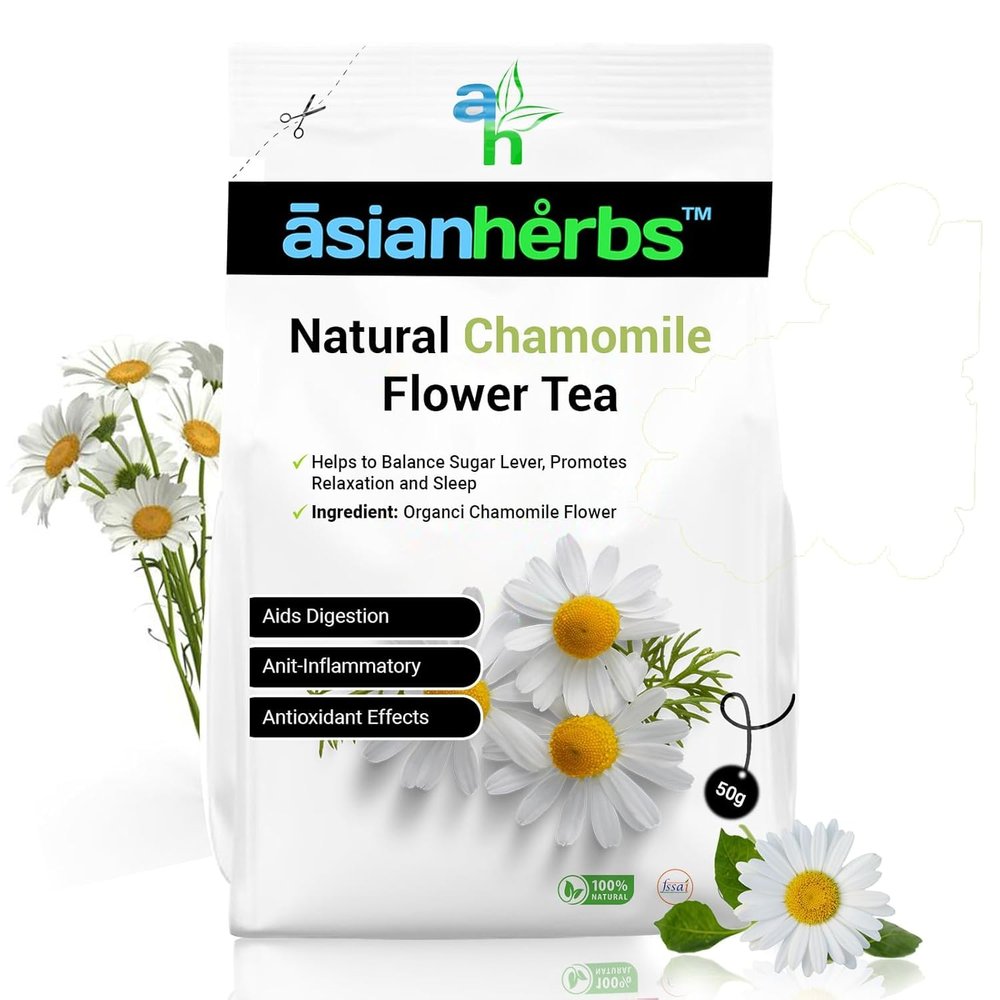 Asian Herbs Chamomile Tea - Relaxation & Comfort, Calming & Stress-Relief | Natural Herbal Blend for Evening Tranquility & Wellness (100grams)