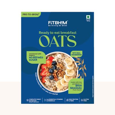 ProToGrow Ready to Eat Oats with Bhim Banana & Real Cranberries - 300g Box | High Dietary Fibre & Protein Rich | No Refined Sugar | Gluten Free | Healthy Breakfast for All Ages