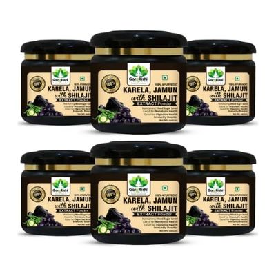 GargRishi Karela Jamun with Shilajit Powder 1200gram Natural Blood Sugar Management & Stamina Booster | Blend of 14 Potent Ayurvedic Herbs for Energy and Immune Support | Vitality & Digestive Health (1200 Gram, 6, count)