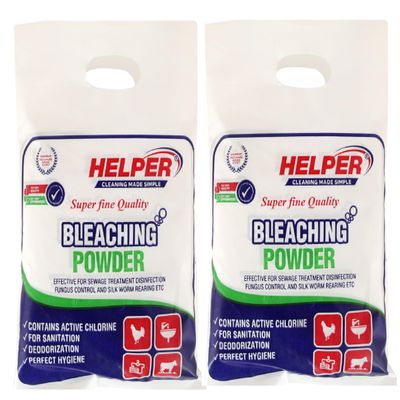 Helper Bleaching Powder, Effective for Sewage Treatment Disinfection, Fungus Control and Silk Worm Rearing, Contains Active Chlorine for Sanitation and Deodorization. (1KG x 2pc)