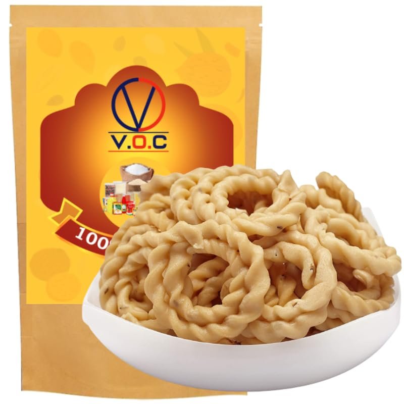 VOC Mart Hand Made Murukku/Chakli, Vegetarian, South Indian Snack, 2 Count, 300 Gram,