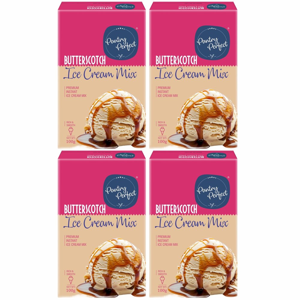 Pantry Perfect Butterscotch Ice Cream Mix - Pack of 4 (Each 100g) I Quick, Easy and Delicious Summer Treat Ready Mix, No Preservatives, No Hassle I Rich & Smooth I Easy to Prepare
