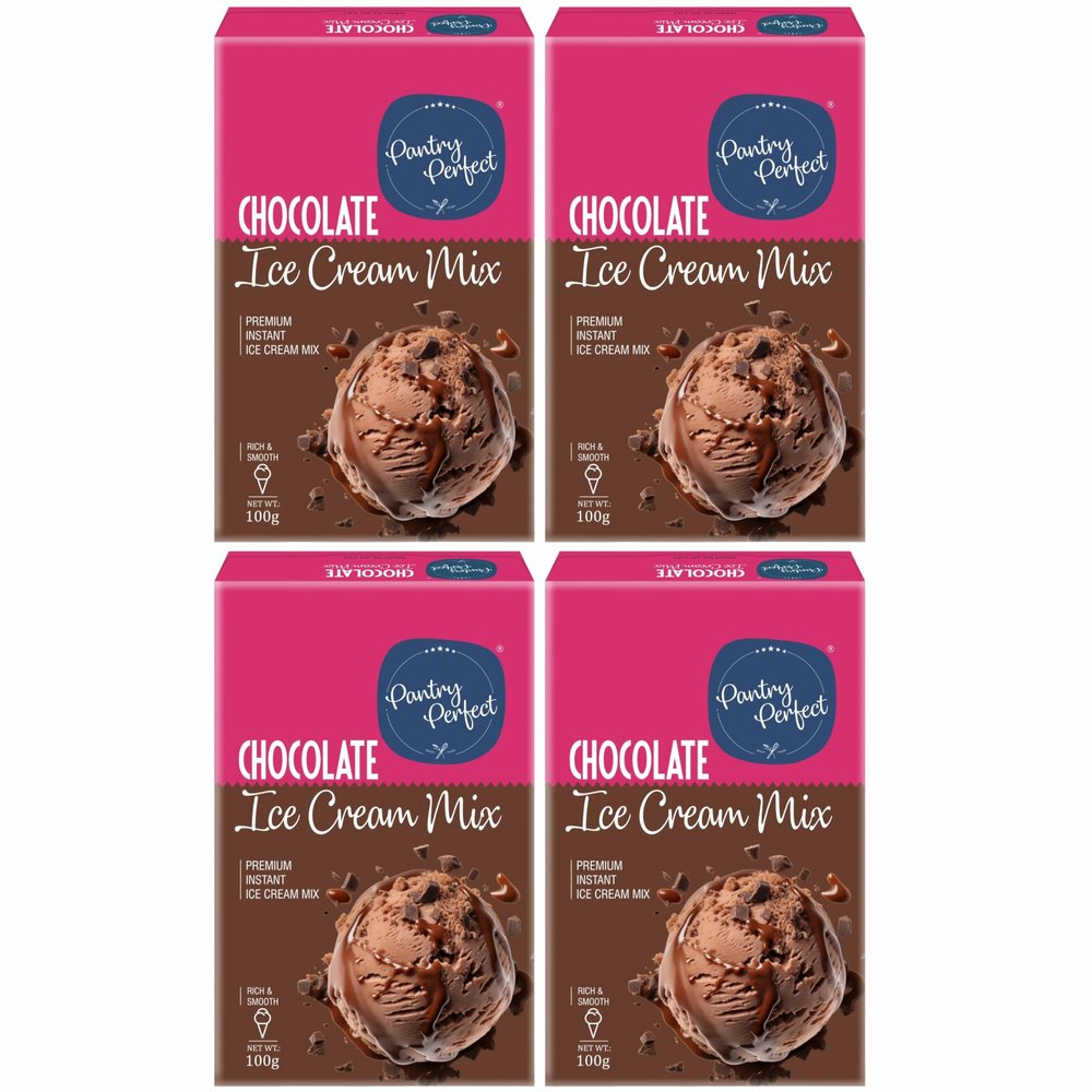 Pantry Perfect Chocolate Ice Cream Mix - Pack of 4 (Each 100g) I Quick, Easy, and Delicious Summer Treat Ready Mix, No Preservatives, No Hassle I Rich & Smooth I Easy to Prepare