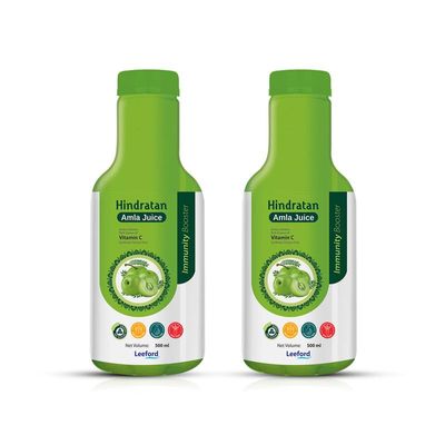 Hindratan Organic Amla Juice - Pack of 2 (500ml Each) | 100% Pure Ayurvedic, Rich in Vitamin C, Paraben-Free, High Fiber for Immunity, Digestion & Healthy Skin