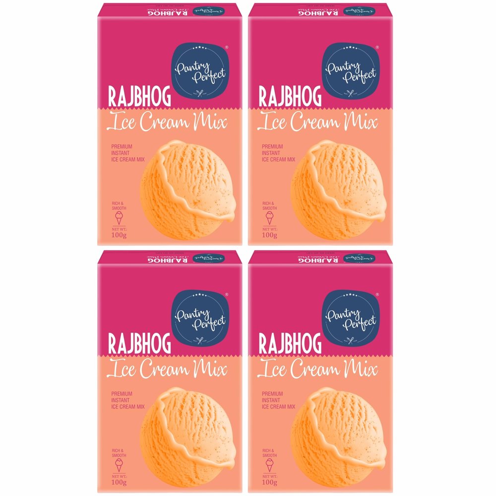 Pantry Perfect Rajbhog Ice Cream Mix - Pack of 4 (Each 100g) I Quick, Easy and Delicious Summer Treat Ready Mix, No Preservatives, No Hassle I Rich & Smooth I Easy to Prepare