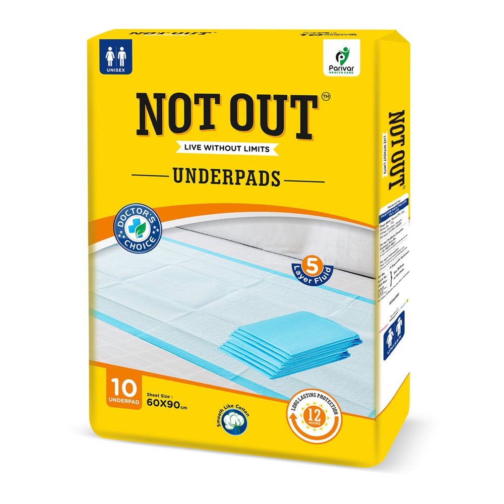 NOT Out Super Absorbent Underpads | Anti-Bacterial Sheets | Size- 60x90 cm | Super Soft Sheets | Pack of 3 (30 Pads)