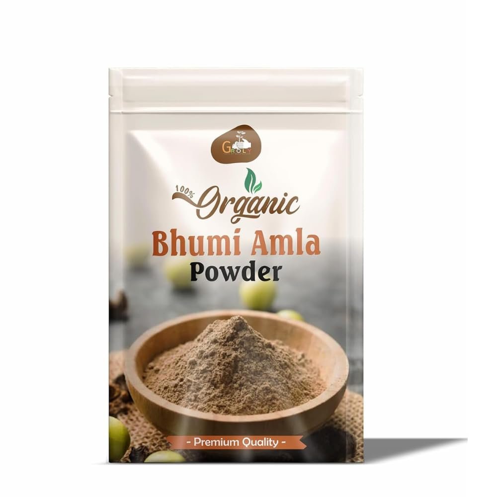 Groly Bhumi Amla Powder/Churn 100 gm | Organic Ingredient Extract For Healthy Liver Functioning And Digestive Strength | Enriched With Essential Nutrients | Amla Powder for Hair, Drinking & Eating
