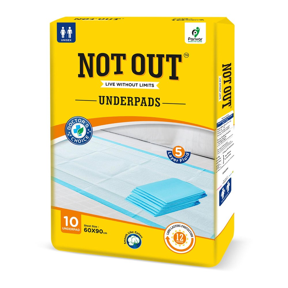 NOT Out Super Absorbent Underpads | Anti-Bacterial Sheets | Size- 60x90 cm | Super Soft Sheets | Pack of 2 (20 Pads)