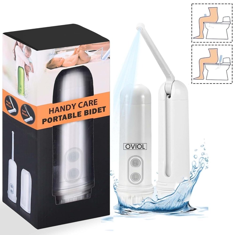 OVIOL Portable Jet Spray for Toilet for Travel, Toilet Portable Bidet Spray Electric Jet Spray Portable Toilet Travel Essentials Foldable Handheld for Personal Hygiene Baby 2 Cleaning Modes, 180 Degree Nozzle (TRANSPARENT, ELECTRIC)