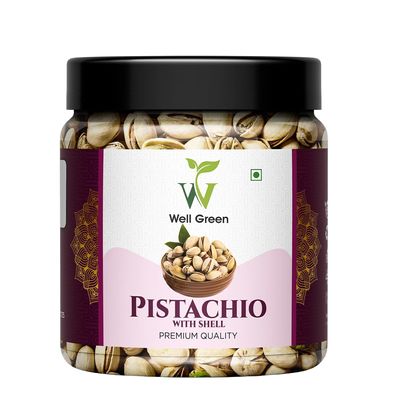 WELL GREEN Fresh Roasted & Salted Pistachios 300gm | Dry Fruits Pista | Crunchy & Delicious Healthy Snack | Vitamins & Minerals Rich | Shelled Nuts